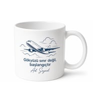 Pilot İçin Özel Tasarım Seramik Baskılı Kupa Bardak Seyahat Hediyesi