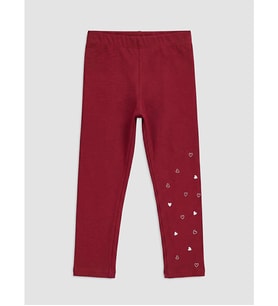 LC WAIKIKI Bordo Kız Çocuk Kalp Baskılı Tayt