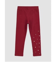LC WAIKIKI Bordo Kız Çocuk Kalp Baskılı Tayt