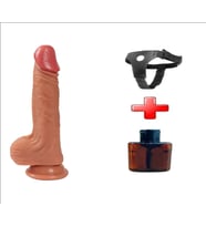 LilituShop Belden Bağlamalı 20 cm Yeni Nesil Çift Katmanlı Realistik Vantuzlu Dildo Penis - Kevin