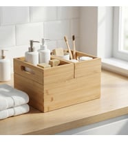 3'lü Modüler Bambu Organizer Set - Üst Üste Geçebilen Çok Amaçlı Çekmece İçi ve Masaüstü Düzenleyici Kutu - Banyo, Mutfak ve Ofis İçin Ahşap Saklama Seti