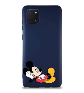 Samsung Galaxy A81 Soft Premier Kapak Mickey Mouse-F Tasarımlı Silikon Kılıf - Lacivert (Şeffaf)
