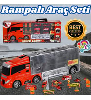 Rampalı İtfaiye Tır Seti - İtfaiye Taşıyıcı Tır - Kaydıraklı Kamyon - Araç Yol Seti - Tır Yol Seti -