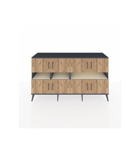 Kronos Konsol 8 Raflı 8 Kapaklı 176x59x99 Antrasit-Çam/Aytaşı