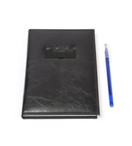 Siyah Deri Kaplı Çizgili Defter