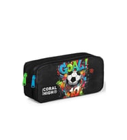 CORAL HIGH 31053 SİYAH GOAL DESENLİ İKİ BÖLMELİ KALEM ÇANTASI
