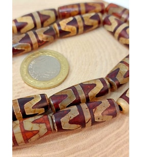 Çift Kaplan Dişi Tibet Akik Taşı Silindir Kesim 10x30mm/adet (45808-1)
