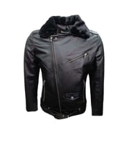 Delpino D2109 Erkek Deri Çapraz Fermuar Kemerli Yakası Kürklü Ceket - D2109 - Siyah - ST01224-Siyah-S