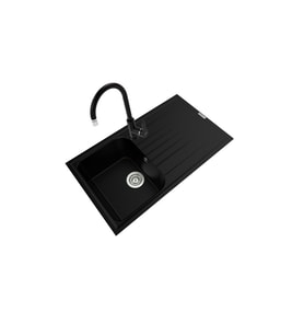 POLEX Cristalüx Granit Eviye P-02+Swan-3 Siyah