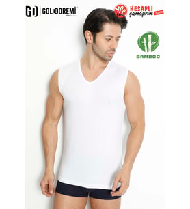 Gd Goldoremi 3904 Premium Erkek Nefes Alabilen Yumuşak Yok Gibi Bambu Kumaş V Yaka Sıfır Kol Atlet