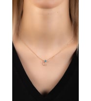 BeyazZirkonTaşlı C Harf Kolye Rose Gümüş AltınKaplama KadınGümüş Kolye 925 Ayar  (Rose-Beyaz)