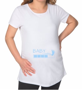 BK Gift Baby Loading Tasarımlı Beyaz Hamile Tişört-1
