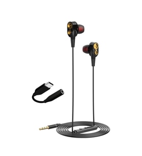 Tecno Hot Beats 3D Hifi 4 Hoparlörlü 3.5mm Jack Girişli Type-C Dönüştürücülü Mikrofonlu Kulaklık Siyah J2UC10