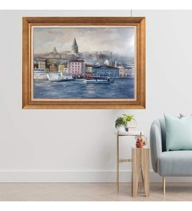 Altın Varaklı  Çerçeveli Paspartulu Tablo ndd1588 (Gold)