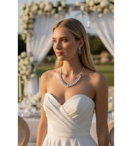 Özel Kutusunda Hediye Paketiyle Dorissa İncili Gümüş Kaplama Takı Seti Kolye Küpe Hediye Set Düğün Nişan Söz Nikah Takı Seti (Beyaz)