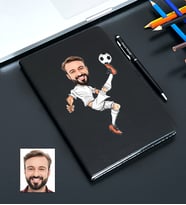 Kişiye Özel Futbolcu Tasarımlı Karikatürlü Siyah Defter Kalem Seti 116