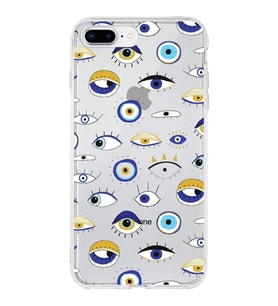 PrintiFy Apple  iPhone 7 Plus ile Uyumlu 1mm Slim Fit Nazar Boncuğu 2 Baskılı Şeffaf  Kılıf