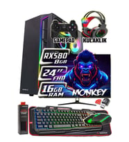 WarboX MONKEY Xeon X5650 16gb Ram 256gb Ssd 250gb Hdd  RX580 DDR5 8GB E.Kartı 24" Monitör Gaming PC
