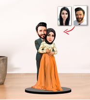 Kisiye Özel Karikatür Tesettürlü Çift, Sevgili Biblo -M1