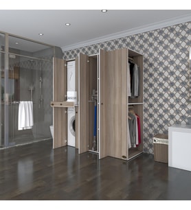 Kenzlife çamaşır-kurutma makinesi dolabı ve giysi dolabı çekmeceli eşari sağ crd 187*160*60  banyo (Beyaz)