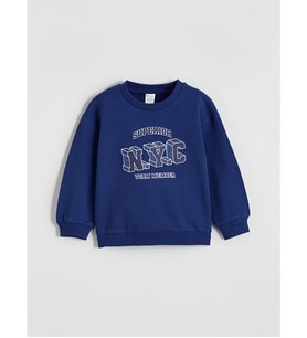 LCW baby Mavi Bisiklet Yaka Erkek Bebek Sweatshirt