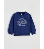 LCW baby Mavi Bisiklet Yaka Erkek Bebek Sweatshirt