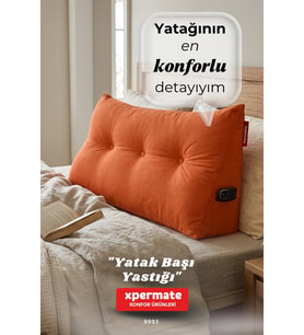 Yatak Başı Yastığı Sırt ve Bel Destek Yastığı 120 cm Yaslanma ve Dinlenme Yastığı (Kiremit)