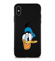 Apple iPhone X Soft Premier Kapak Donald Duck-A Tasarımlı Silikon Kılıf - Siyah (Şeffaf)