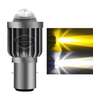 Otomobil Araç Motosiklet Mercekli Far Ampulü Led Far Sarı-Beyaz CSP Led S2 Uzun Kısa 1 Adet BA20D H6