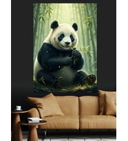 Panda Bambu Ormanı Hayvan Dekoratif Kanvas - Mdf Ahşap Tablo