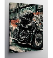 Kanvas Tablo Motorcu İskelet