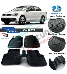 Volkswagen Jetta Havuzlu 3D Paspas Niken Siyah 2011 Sonrası