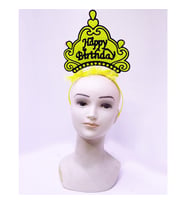Happy Birthday Neon Sarı Taç