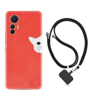 Xiaomi 12 Lite Kılıf Silikon Boyun Askılı İpli Desenli Silikon Kedoş 1735