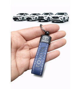 Toyota Ve Logolu Anahtarlık SUNİ Deri (LACİVERT) (Standart)