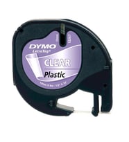 Dymo Letratag Şerit Plastik 12 MMx4 MT Şeffaf Üzerine Siyah 12267