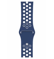 Apple Watch Delikli Silikon Spor Kordon 38mm-40mm - Lacivert-Beyaz