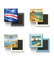 Buzdolap Magnetleri - Cabo Verde Yeşil Burun Adaları Praia - 4'lü Set Magneti