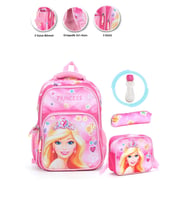 Soft Princess Barbie Okul Çantası + Beslenme + Kalemlik + Suluk Barbie Kız Çantası (Çok Renkli)