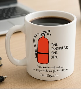 Komik - Esprili Kupa Bardak Yine Yangınlar Yine Ben Yazılı Komik Kupa Bardak