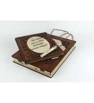 Kişiye Özel Ahşap Kutulu Kalemli Akardiyon Defter
