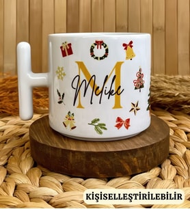 Kişiye Özel İsme Özel Yılbaşı Temalı Happy New Year Design Porselen T Kupa