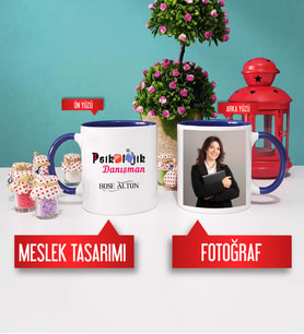Psikolojik Danışman Kupa Bardak Lacivert Fotoğraflı