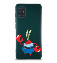 Samsung Galaxy M31S Soft Premier Kapak Bay Yengeç Tasarımlı Silikon Kılıf - Yeşil (Şeffaf)