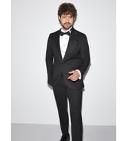 Siyah Erkek Modern Fit Armürlü Mono Yaka Smokin Takım - 61300