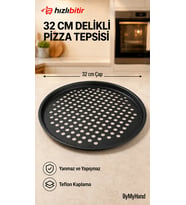 ByMyHand Teflon Kaplama Siyah Yanmaz Yapışmaz Pizza Tepsisi 32 Cm