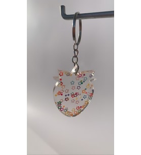 Çilek Motif Karışık Renkli Yıldız Pullu Anaharlık Handmade İçeriği Epoksi Hediyelik