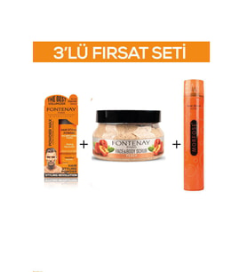 Fontenay Pudra Toz Wax Turuncu 20gr + Face And Body Scrub Şeftali 350ml + Saç Spreyi 400ml 3'Lü Set