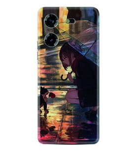 Tecno Pova 5 Kılıf Silikon Desen Özel Seri Kız ve Kedi 1762
