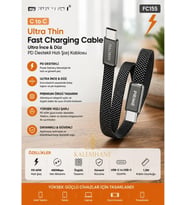 Kalemhane USB Type-C to USB Type-C Ultra İnce Hızlı Şarj Kablosu